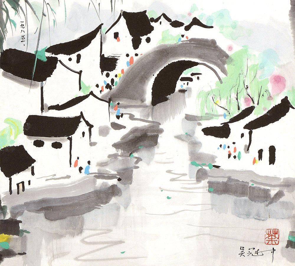 从笔墨与构图,尽显画家率真,写意之风,将江南水乡美丽迷人的景象展露