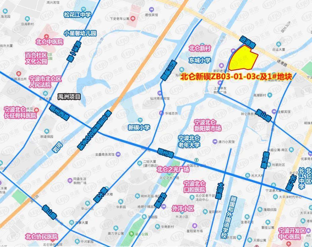 公示截图 地块位置:项目位于北仑区新碶街道,北至进港路,东至太河