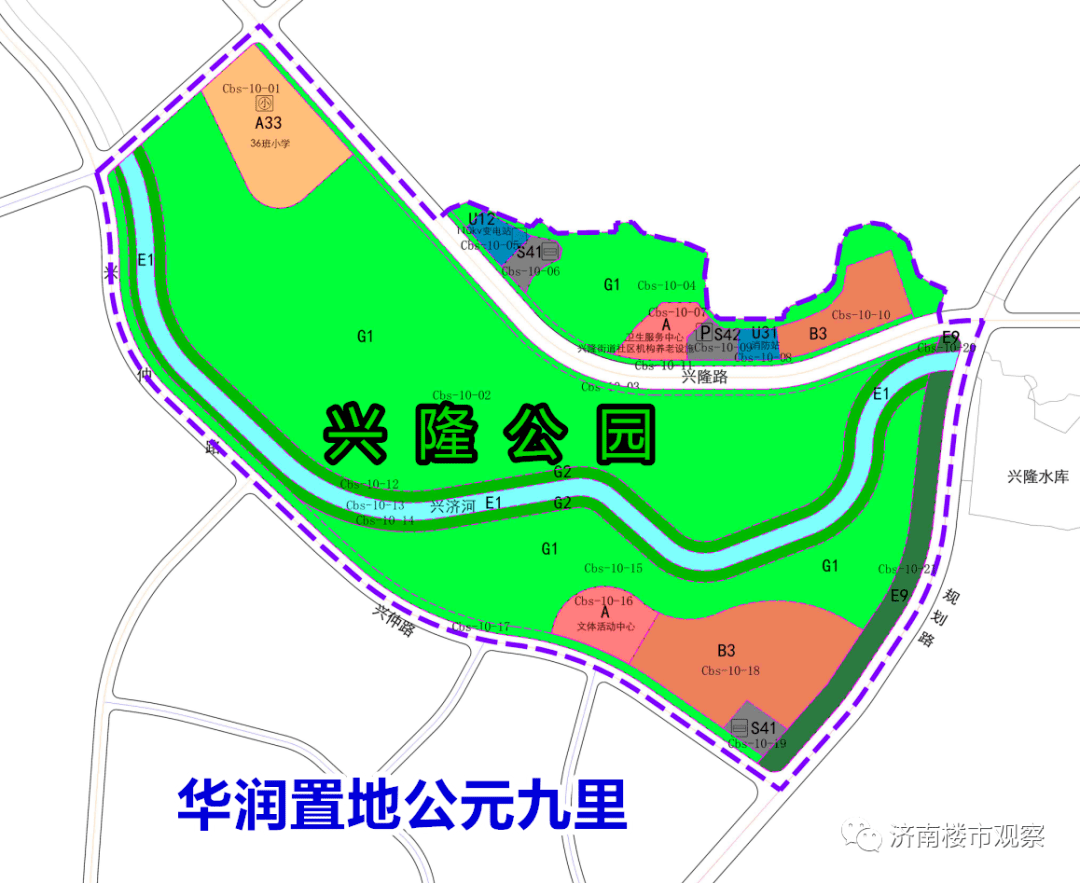 (兴隆公园用地规划图)这样一个庞大的城市公园,就在公元九里的家门口.