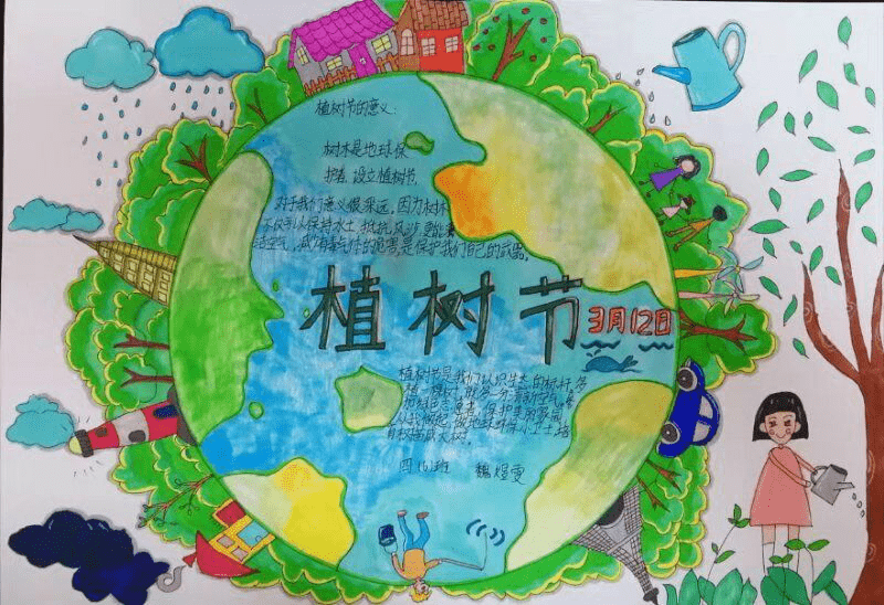 小手添新绿,树苗快快长