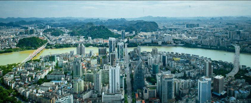 柳州市区鸟瞰图