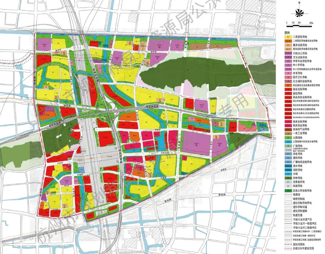 南站新城 用地规划图 源于杭州市规划和自然资源局 南站新城通过强化