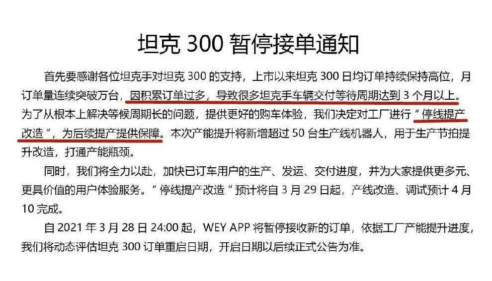 坦克300有多火?现车卖脱销,新车交付需3个月,厂家暂停接单!