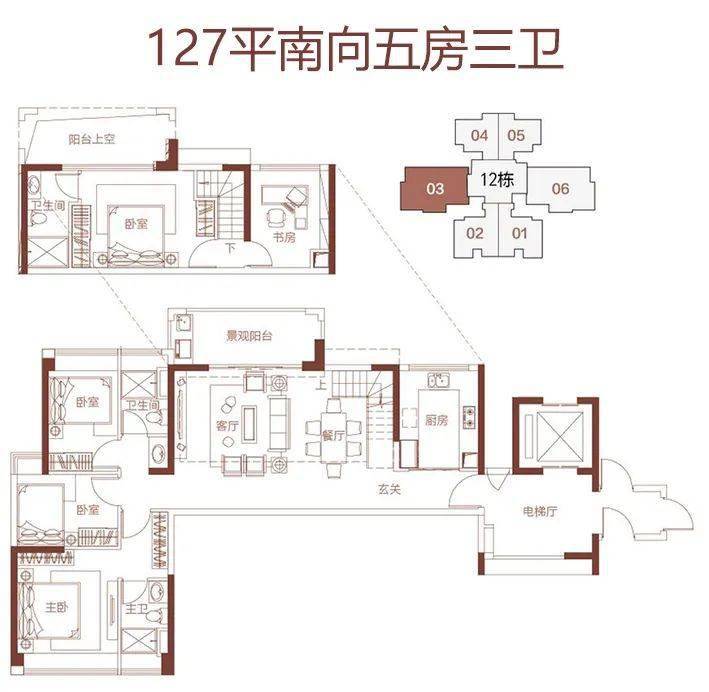 10#为两梯四户设计,不过在售的仅有建面约102方南向复式四房,户型图如