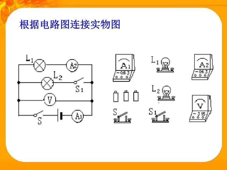 初中物理电学电路图实物图画法