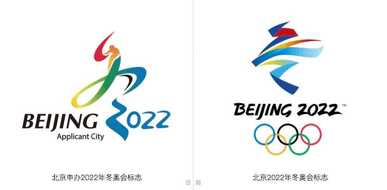 左图:北京申办2022年冬奥会标志 右图:北京2022年冬奥会标志