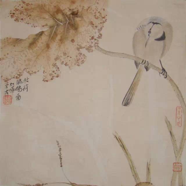 《枯荷鹡鴒图》宋佚名