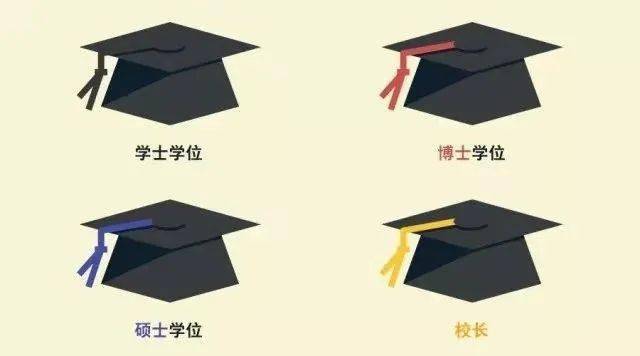 学位帽与流苏 学士学位帽的流苏颜色为黑色,硕士学位帽的流苏颜色为