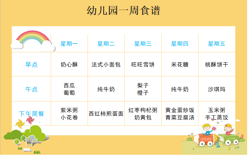 幼儿园食谱