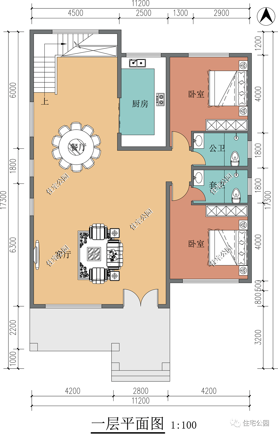 5室3厅,自由舒适,自建11×17米美式二层住宅