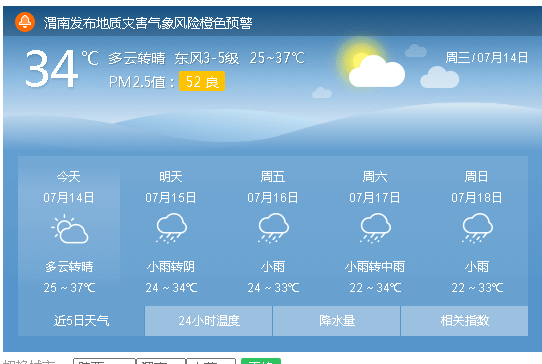 大荔未来72小时天气预报!