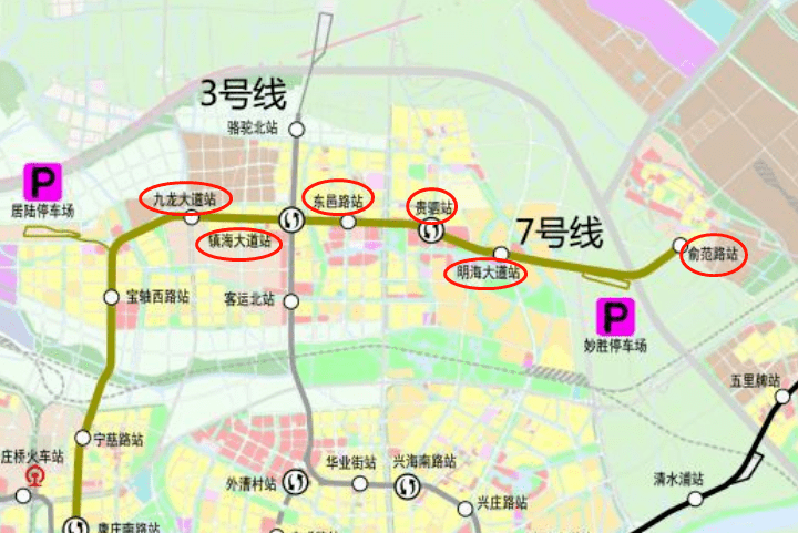 6969根据此前的批复,地铁7号线将在镇海区设立6个站点,分别是九龙