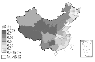 下图是我国某年各省级行政区的综合人口压力指数分布示意图(人口压力