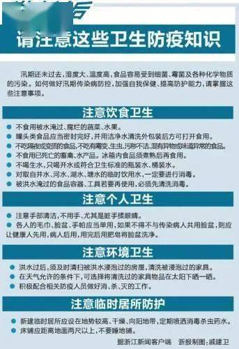 洪水过后  请注意这些卫生防疫知识 汛期还未过去,湿度大,温度高