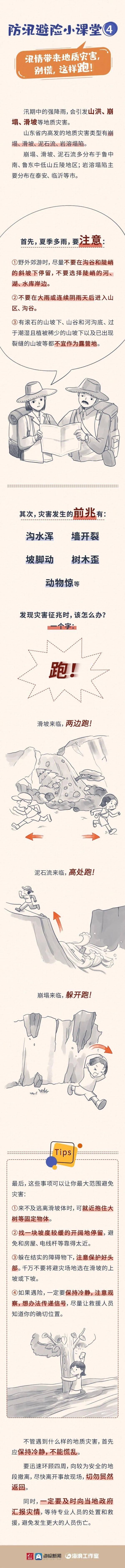 汛情|海报图品丨汛情带来地质灾害，别慌，这样跑！