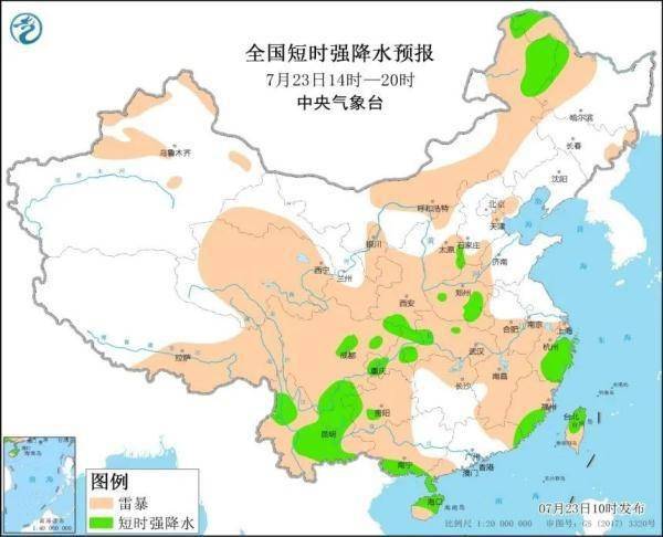 7月17日08时至23日04时,河南全省实时降水分布图.