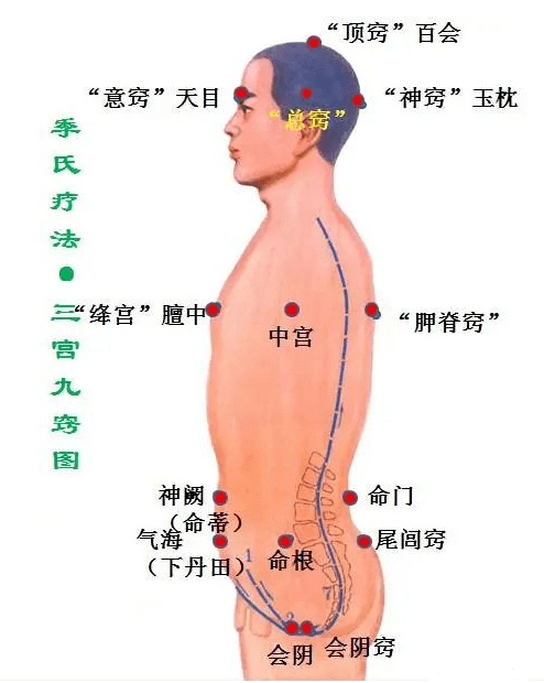 窍有三田(上,中,下三丹田),三关(尾闾关,夹脊关,玉枕关),三窍(阴窍