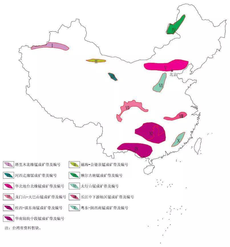 全国锰元素地球化学异常图 全国锰矿产地分布图63《中国锰矿