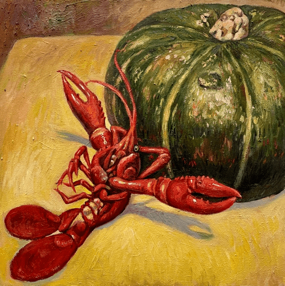 秦琦,小龙虾,布面油画,50 x 50 cm,2021 qin qi,crayfish,oil on