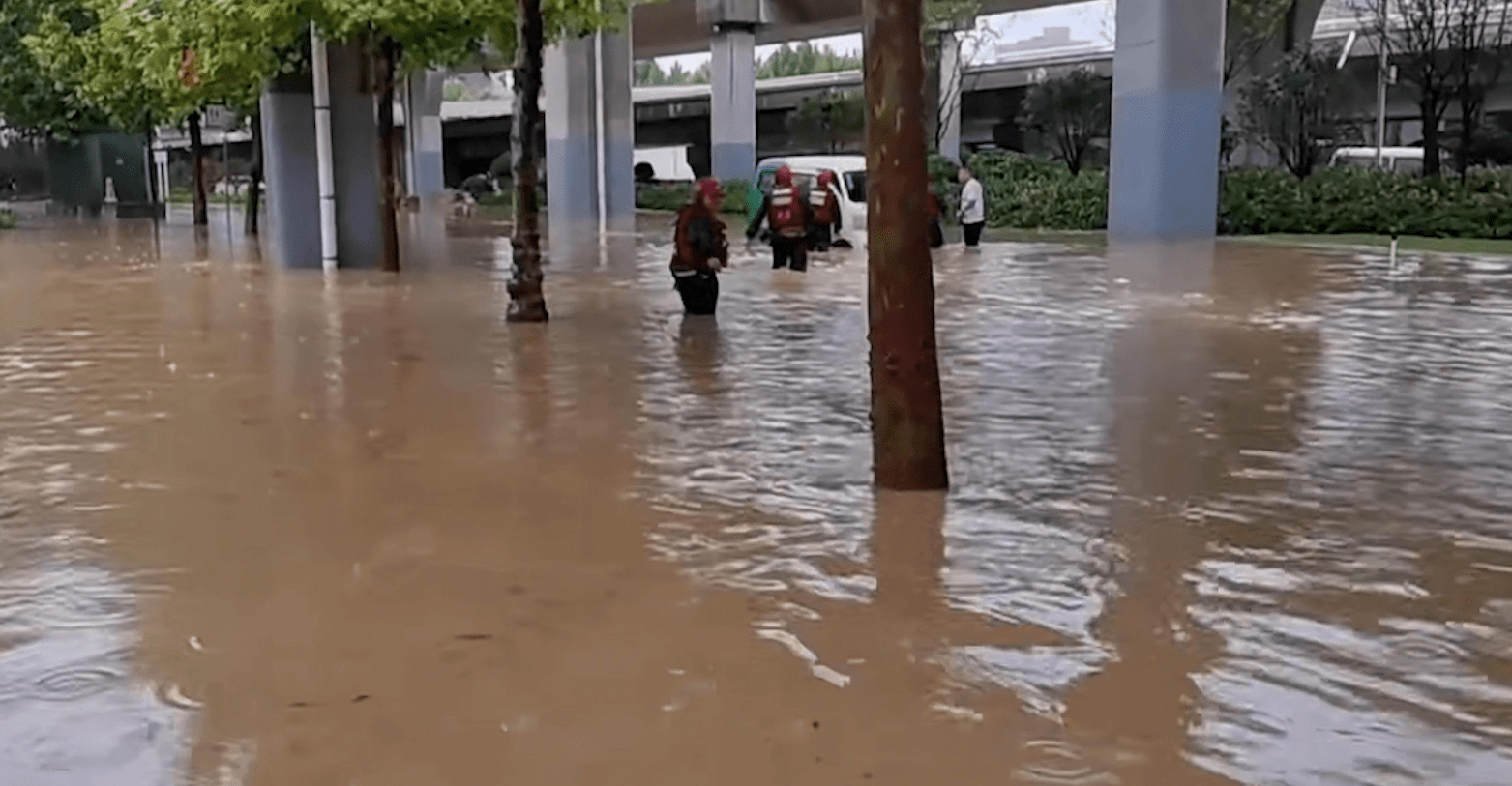 郑州解封后第一天又迎暴雨,市区多处积水已淹没膝盖