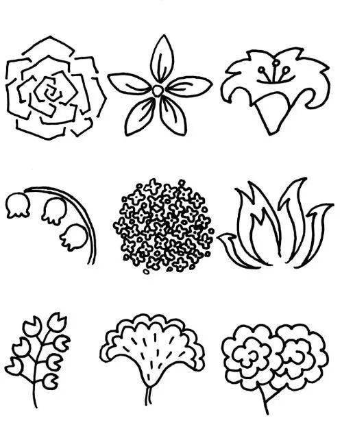 简笔画 | 一组花朵简笔画,造型百样.花朵手帐,简单易学!