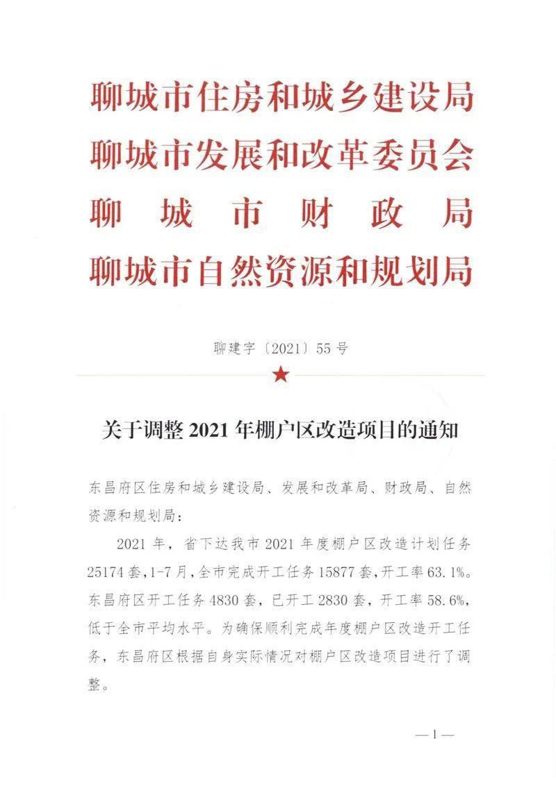 规划局 联合发布通知 调整2021年棚户区改造项目 具体如下 临清项目