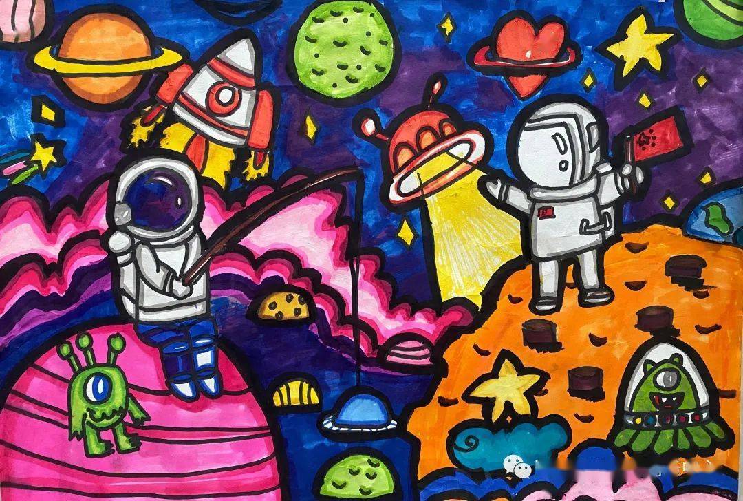 【图集】中俄"童心筑梦 探索太空"儿童创意画优秀作品
