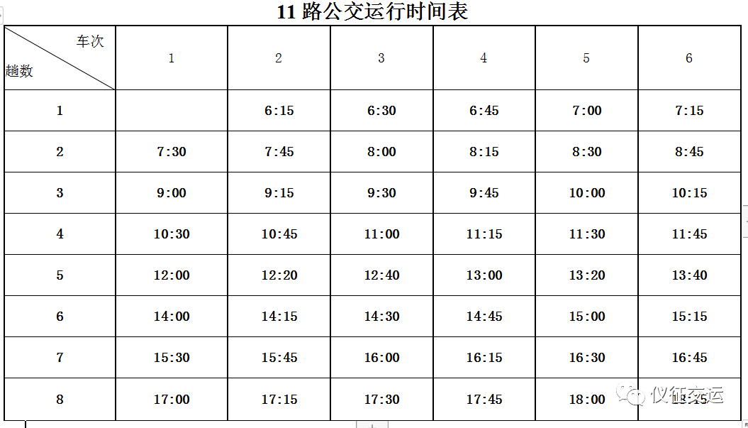 最新公交车时刻表