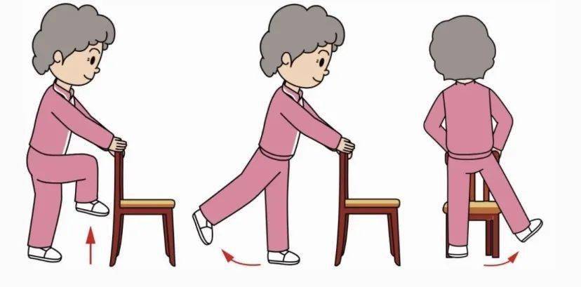 招式3:抬腿运动. 可锻炼下肢肌肉力量.