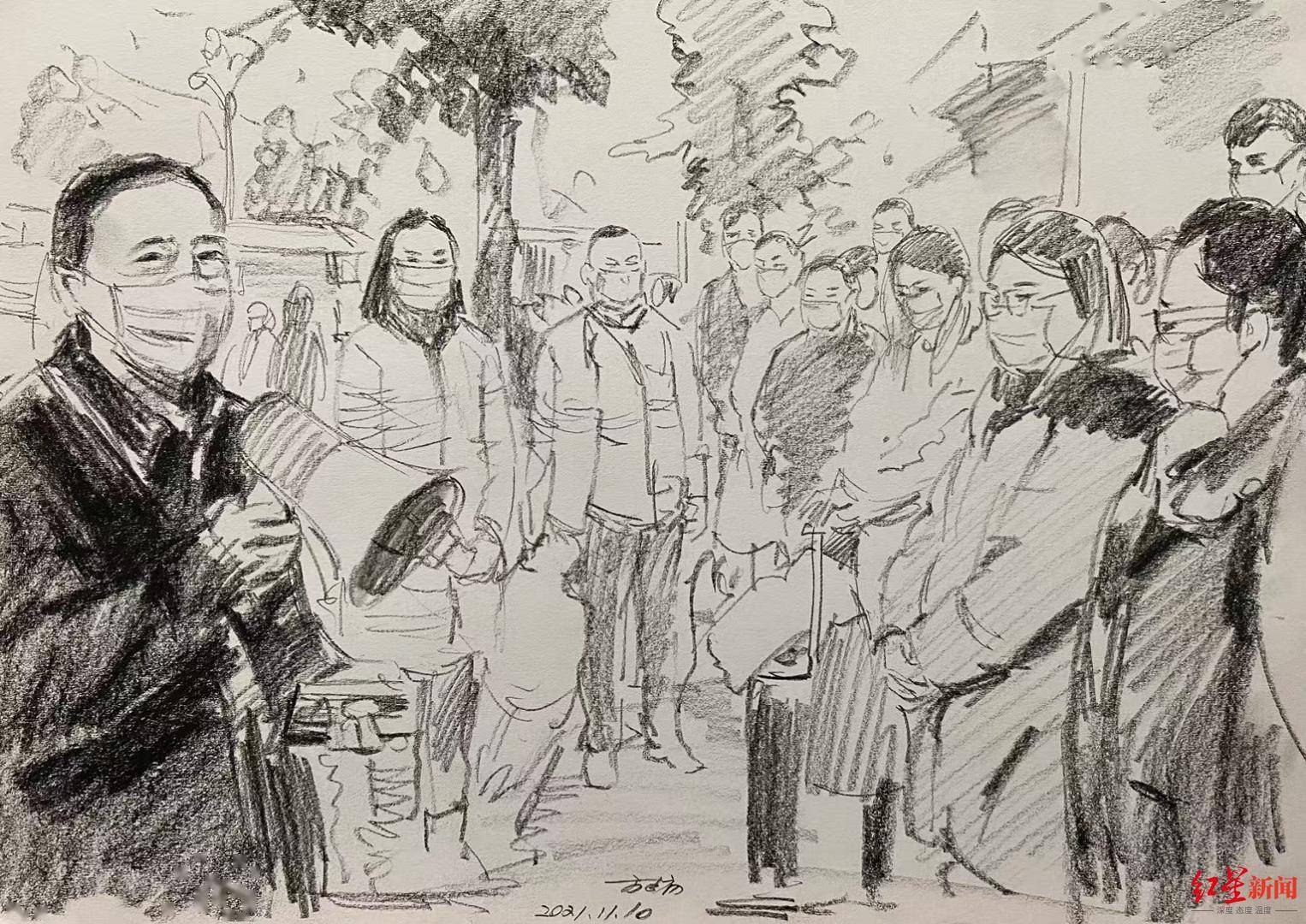 一组素描画记录的抗疫瞬间,作者触景生情仅用三个小时