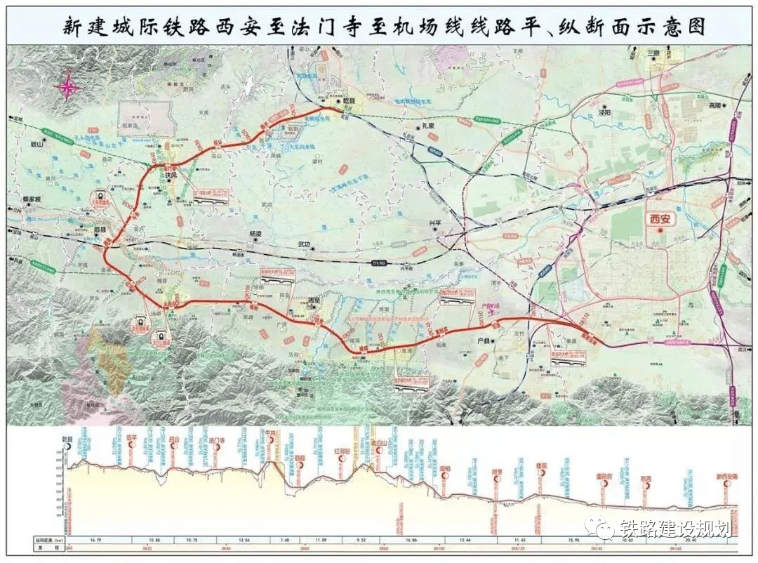 宝鸡至乾县铁路 线路示意图西法城际铁路将原先的一条环线规划取消