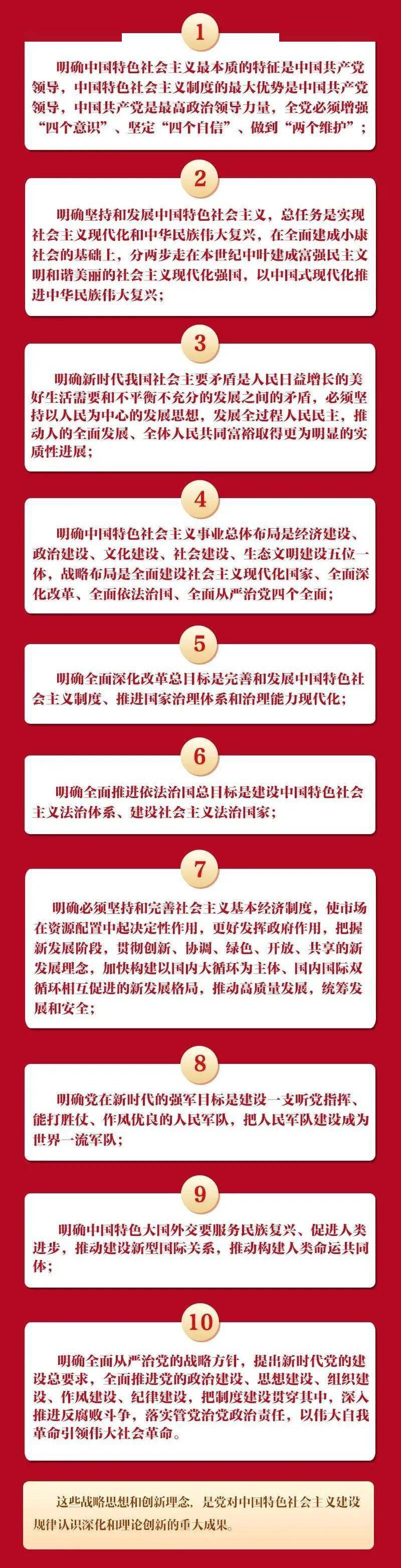 十个明确习近平新时代中国特色社会主义思想的核心内容的进一步概括