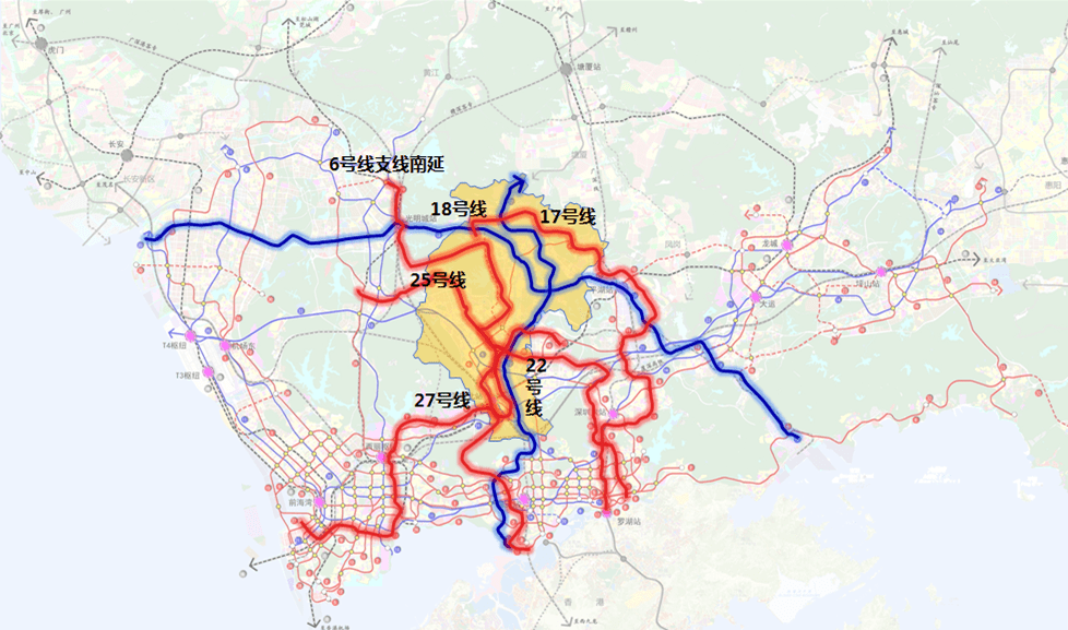 除了与10条地铁线路换乘外,还将与深大城际,深广中轴城际2条城际线路