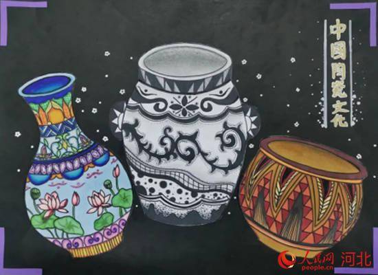 绘画作品"中国陶瓷文化 峰峰教育局供图
