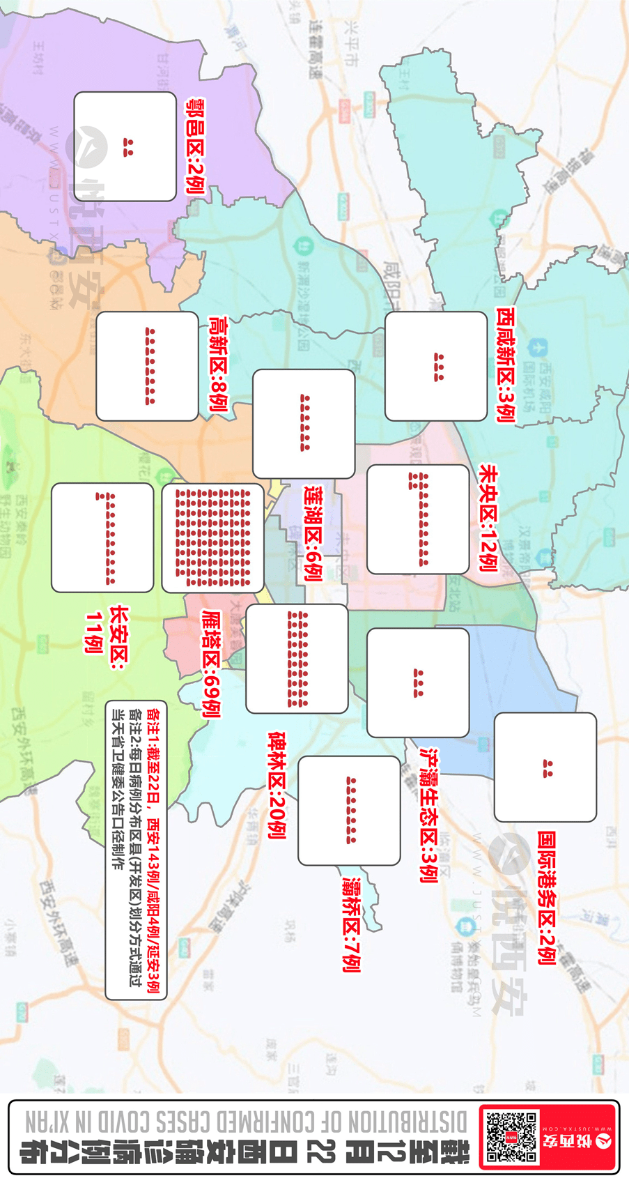 西安确诊病例分布图(12.