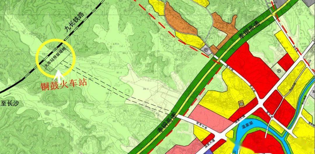 大家请看看铜鼓的规划图长九池铁路铜鼓火车站赫然在列看预留位置小编