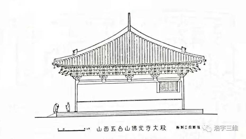 山西五台山佛光寺东大殿侧立面图山西五台山佛光寺东大殿横断面图山西