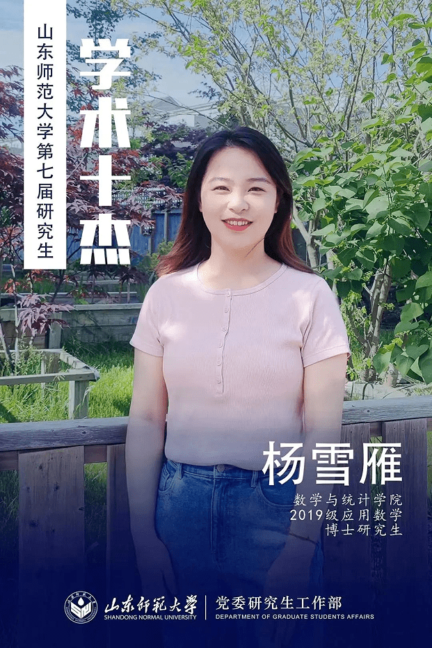 人物简介:杨雪雁,女,群众,数学与统计学院2019级应用数学专业博士研究