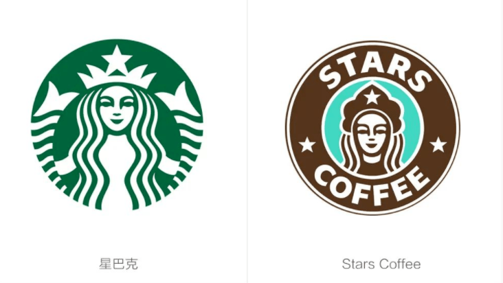 星巴克logo(左,stars coffee logo(右)新logo将原来星巴克的美人鱼