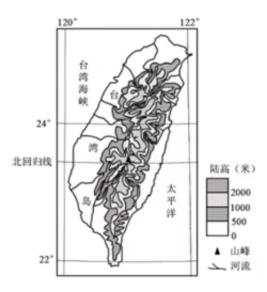 下图为台湾岛等高线与河流分布图.坚持打卡赠书活动进行中