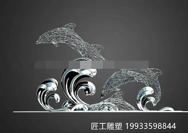 不锈钢海豚雕塑 水晶雕塑 哺乳动物