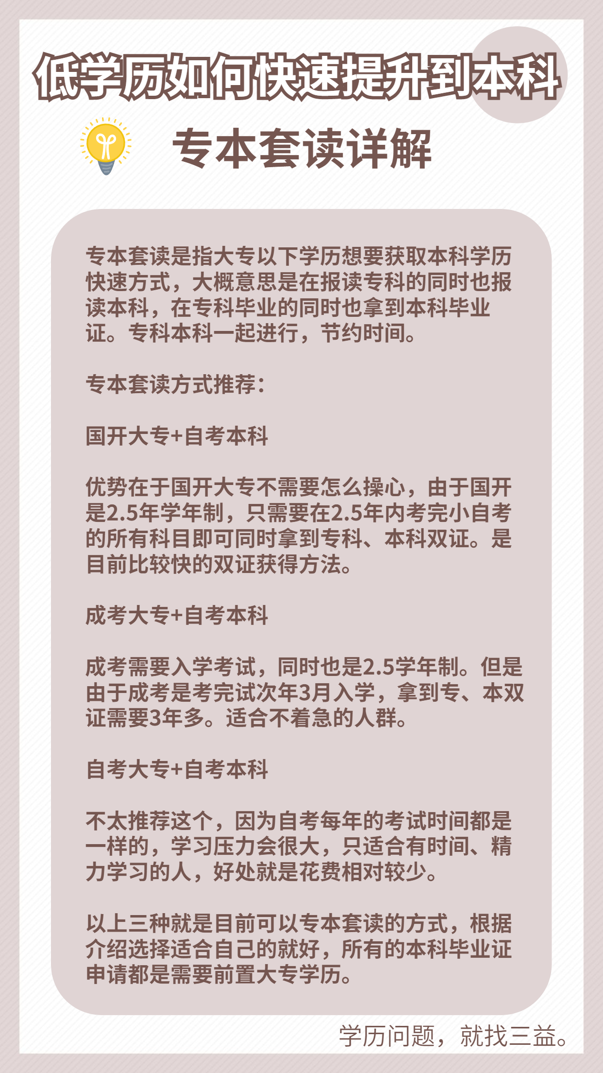 如何初中学历才能提升到本科?什么是专本套读?_自考