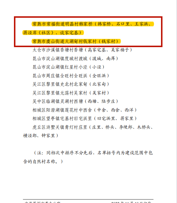 成功上榜虞山街道大湖甸村钱家村常福街道明晶村韩家桥梅李镇海城村青