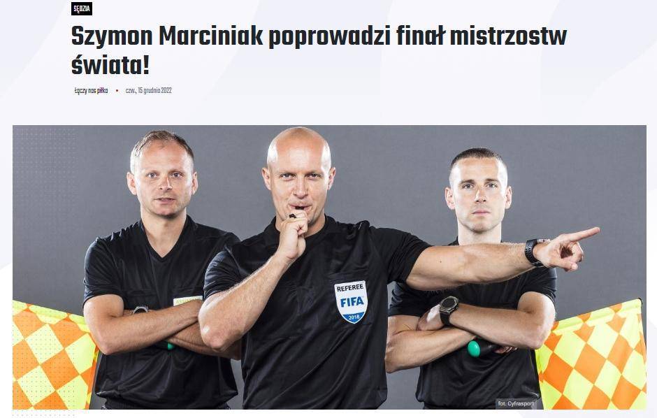 官方：波兰籍裁判马齐尼亚克执法世界杯决赛
