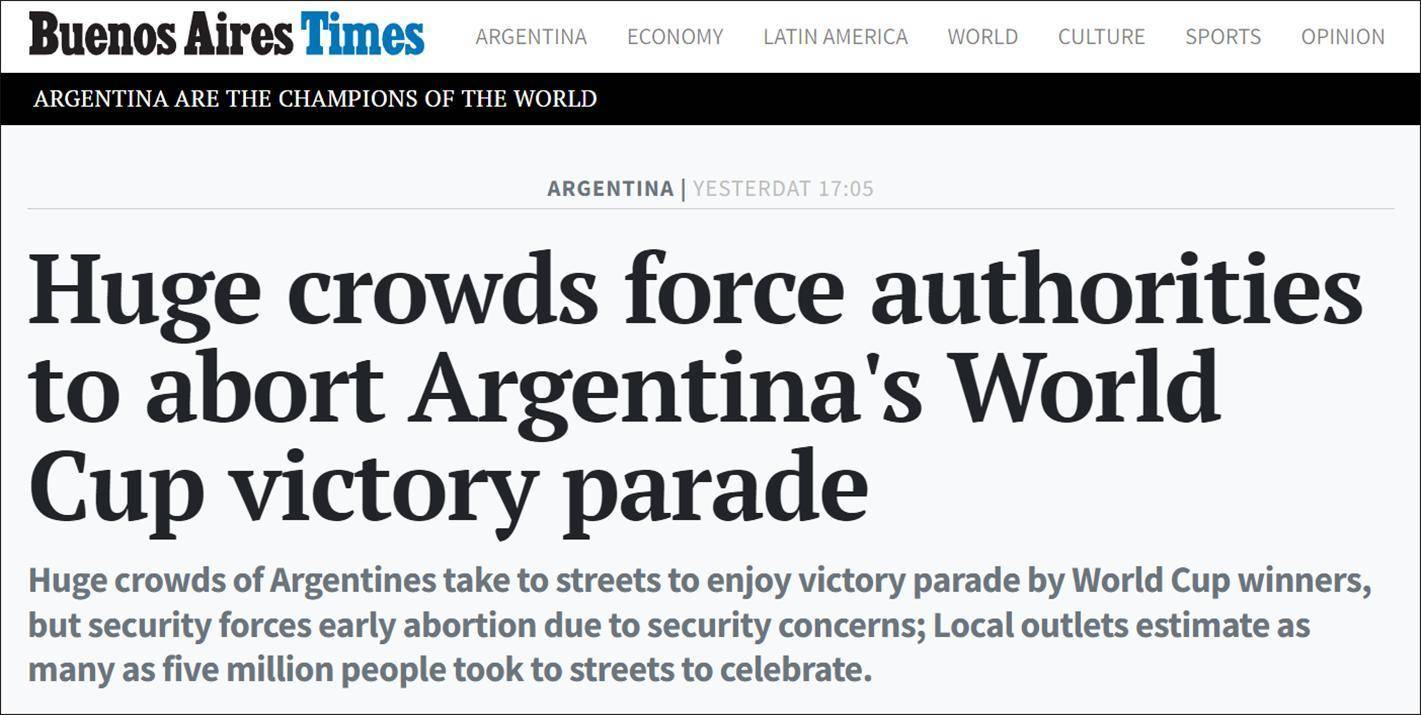 百万球迷齐聚首都，阿根廷国家队被迫提前结束夺冠游行