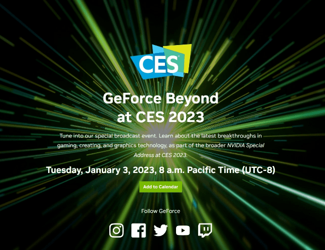 英伟达确定1月4日举办GeForce Beyond活动，有望推出移动端显卡