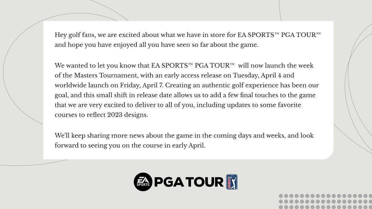 高尔夫模仿游戏《EA Sports PGA Tour》跳票 4月7日上线