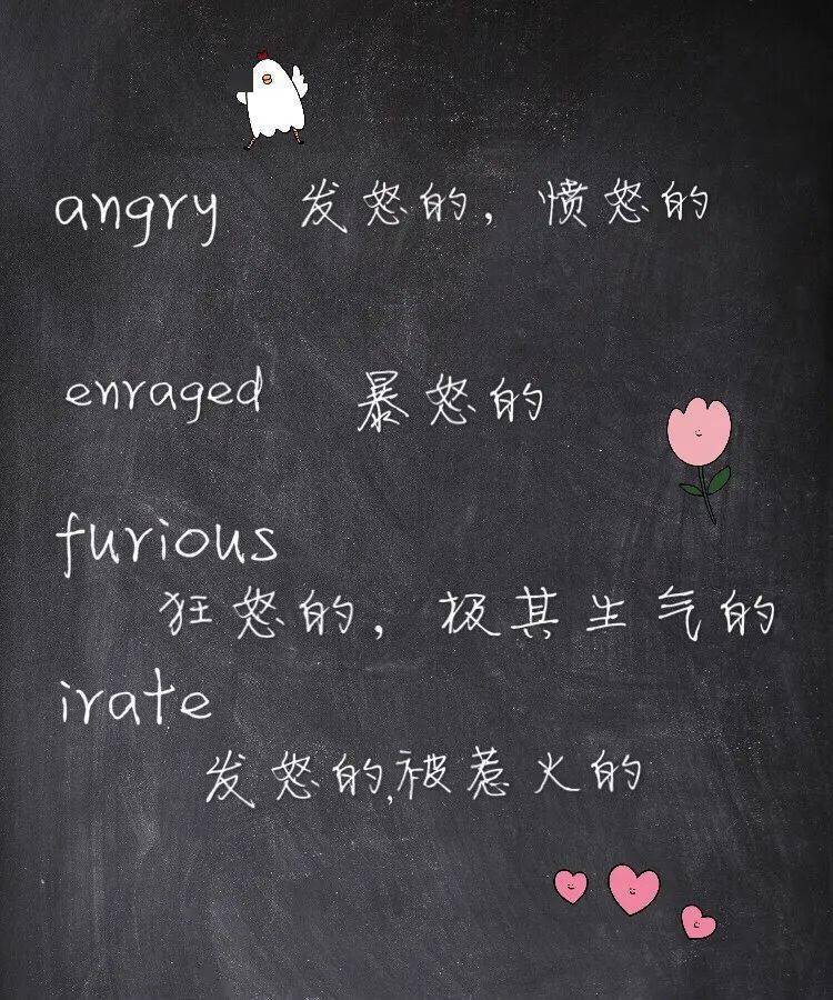 在英语作文中描述人的生气，angry、enraged、furious、irate如何区分使用