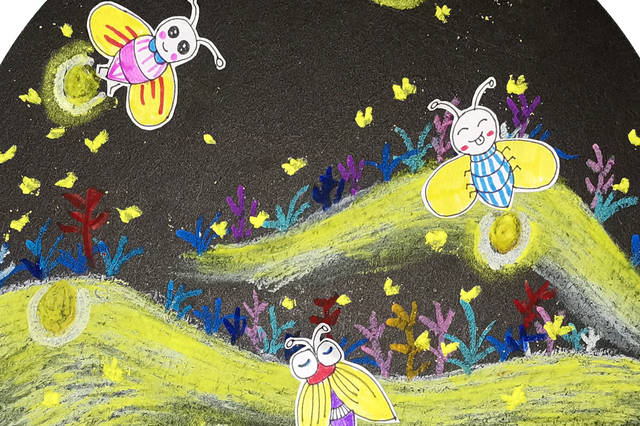 儿童创意画,夜晚提着灯笼的小精灵,老师教你画可爱的萤火虫