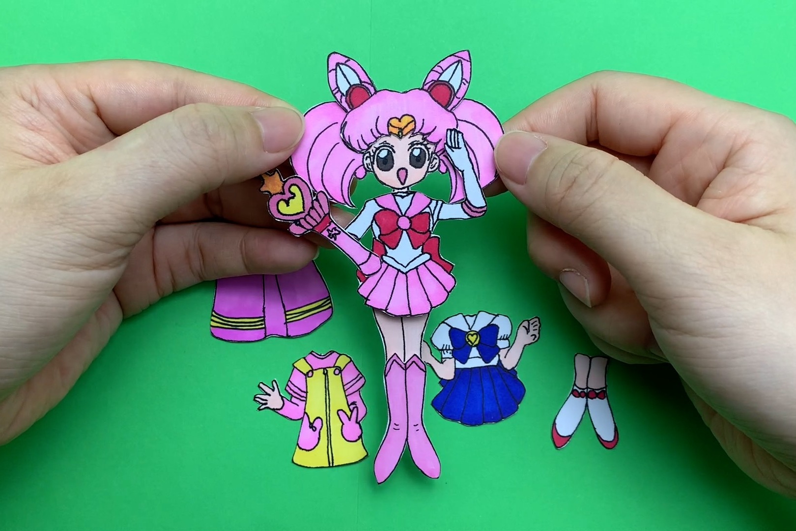 纸娃娃创意手工制作美少女战士小小兔制作小月亮水手服装